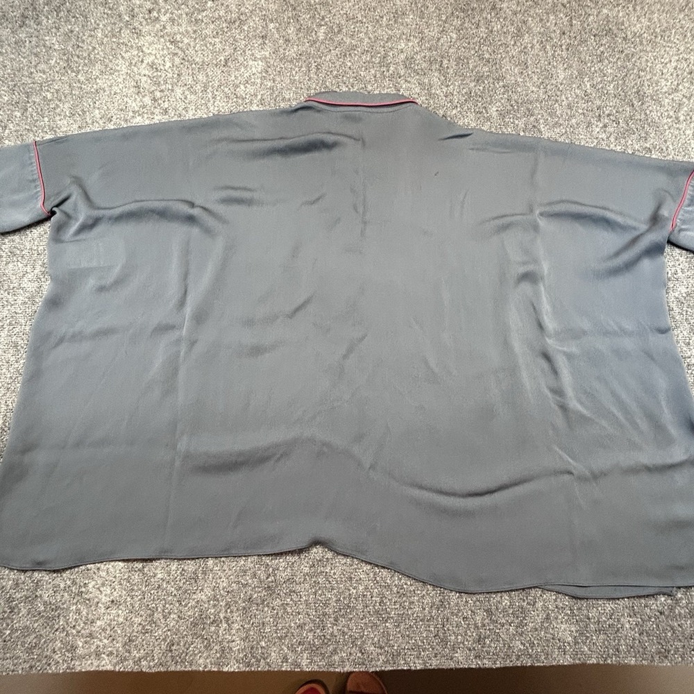 Gucci Blouse 100% Silk Asymmetric Bias Cut Blue Gray Oversize Italy 40 US 4 - Picture 7 of 11